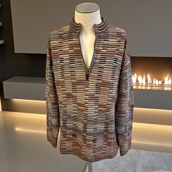 VTG MISSONI SPORT MENS HALF-ZIP WOOL MOHAIR BLEND SWEATER SIZE EU 52 US LARGE